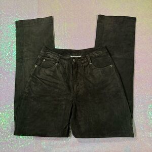 dark chocolate brown suede leather bootcut pants